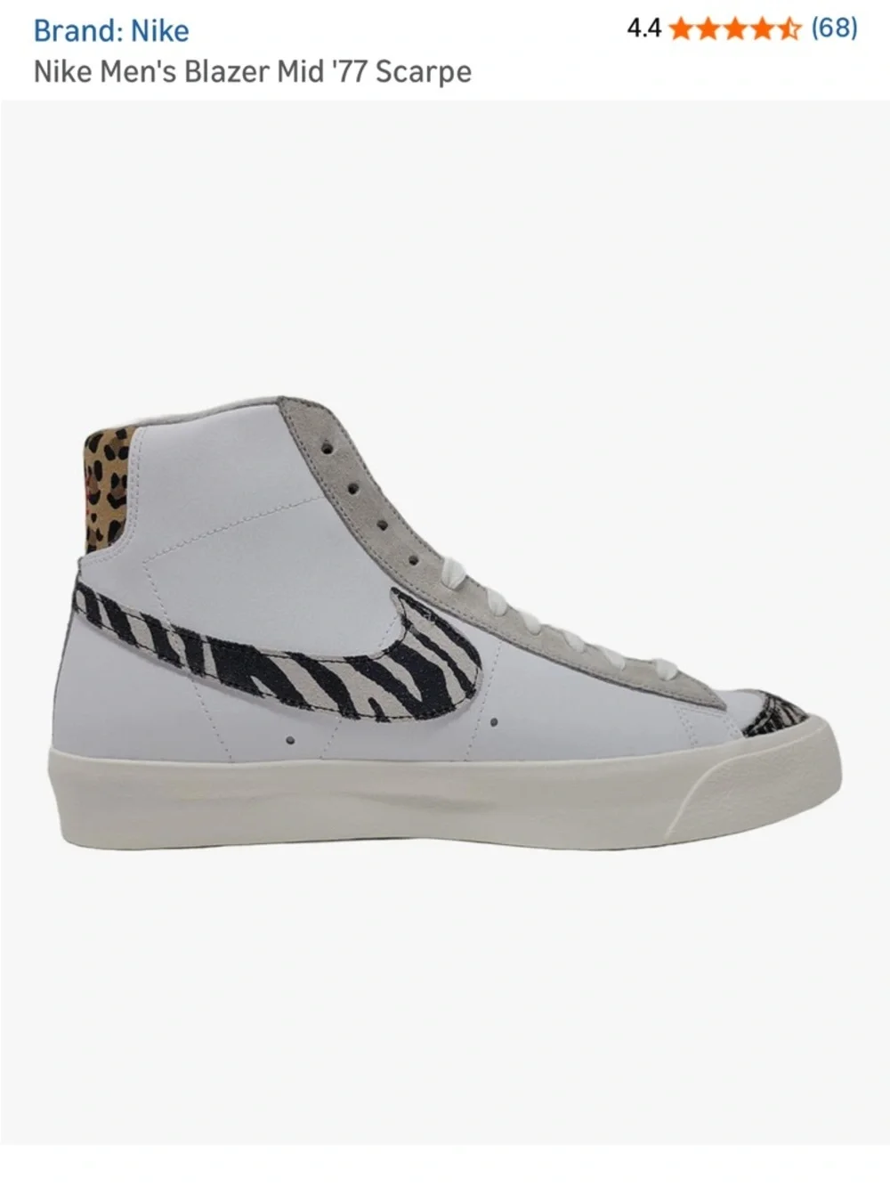 Nike Women's Blazer Mid '77 - White, Black, Tan Leopard Accent